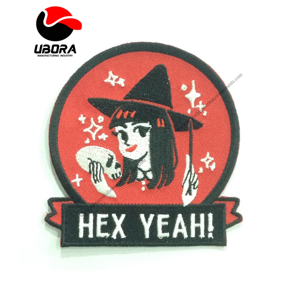 Wholesale custom merrow border hand embroidered badge and Garment applique patch